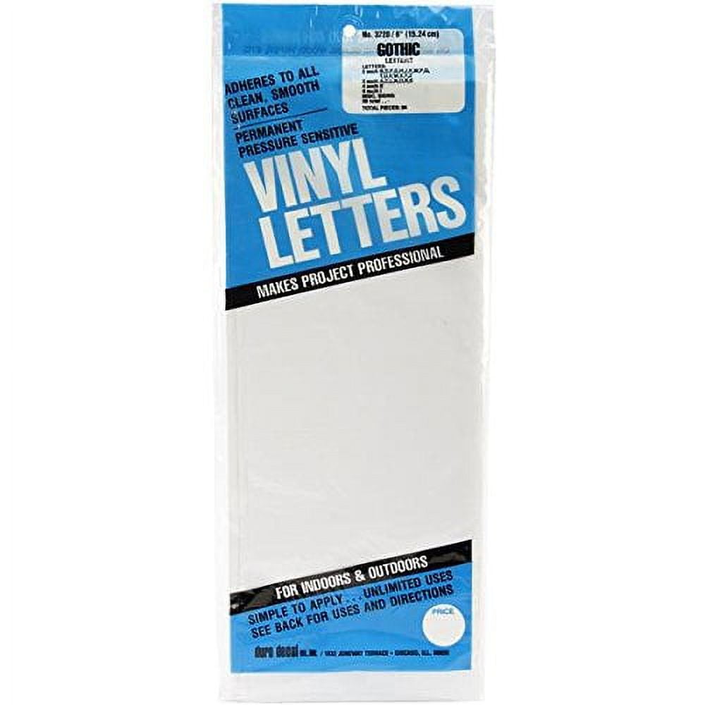 White Permanent Adhesive Vinyl Letters, 6-Inch