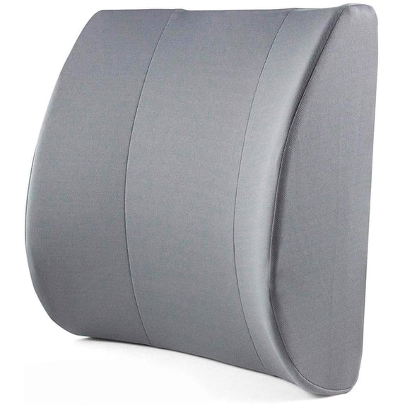 DMI Lumbar Support Pillow for Chair – Contoured Foam Cushion with Removable Washable Cover for Lower Back Pain Relief, Posture Support, 14x13x5, Premium, Gray