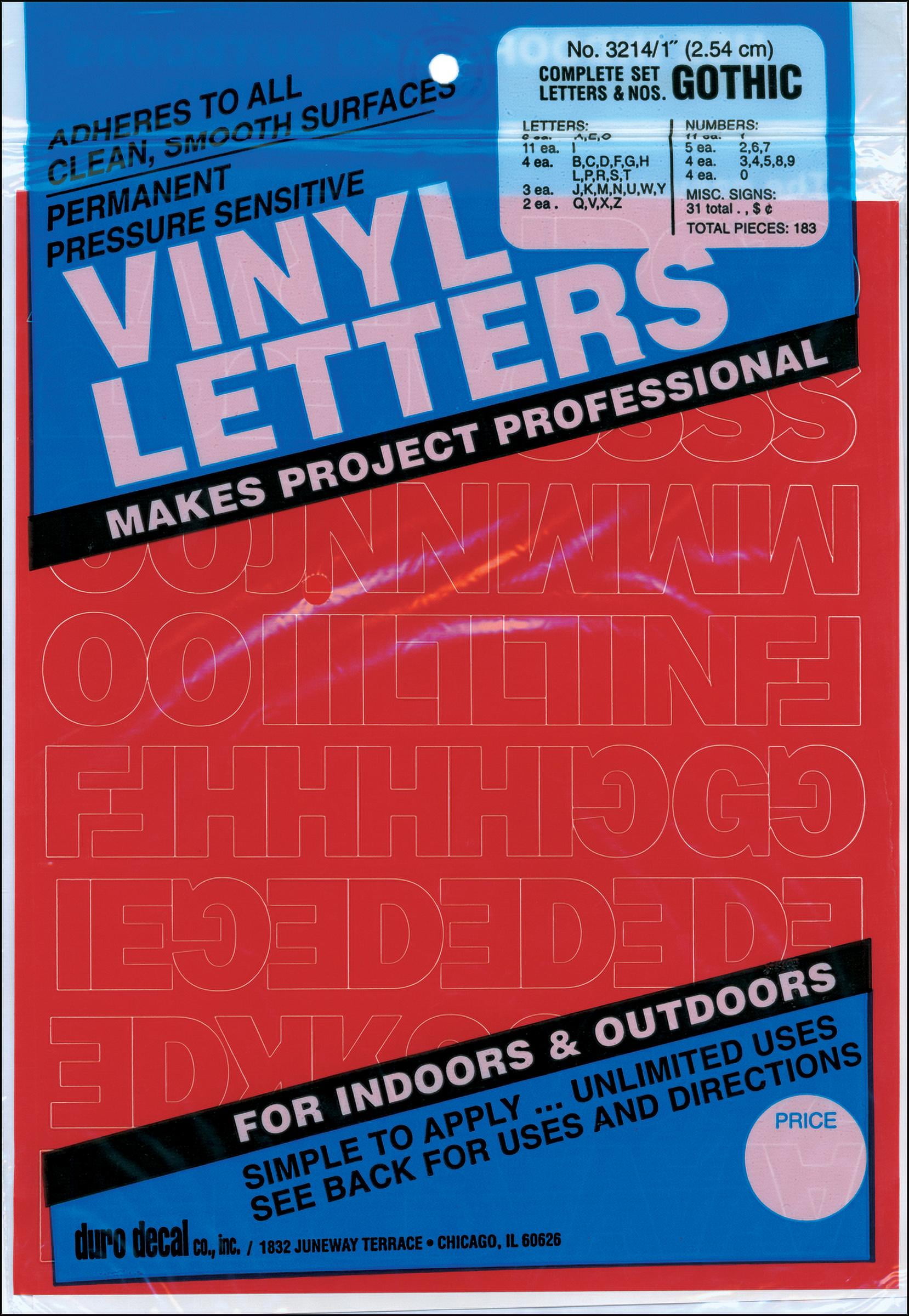 Red Permanent Adhesive Vinyl Letters & Numbers Set