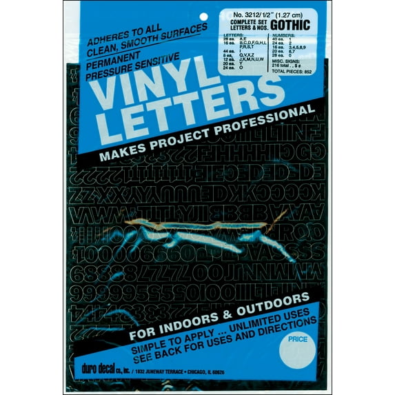 Duro Vinyl Letters/Numbers 1/2in Gothic Black