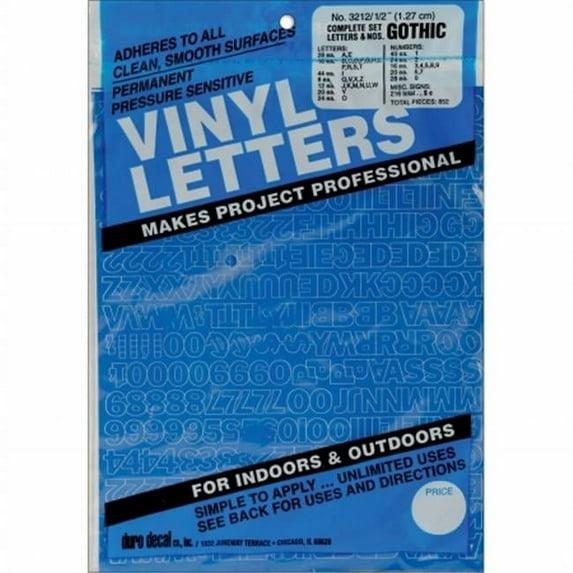 Duro Permanent Adhesive Vinyl Letters & Numbers .5" 852/Pkg-Blue