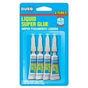 Duro Super Glue, 1 Pack of 4 Tubes, Clear 0.1 oz Tubes