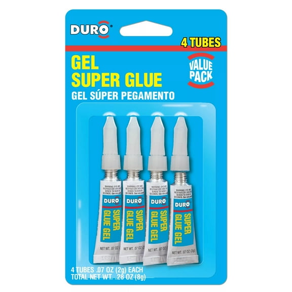 Duro Super Glue, 1 Pack of 4 Tubes, Clear 2 g Tubes