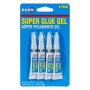 Duro Super Glue, 1 Pack of 4 Tubes, Clear 2 g Tubes