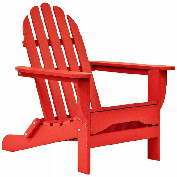 DuroGreen Adirondack Chair Made With All-Weather Tangent lumber, Oversized, High End Classic Patio Furniture for Porch, Lawn, Deck, or Fire Pit, No Maintenance, USA Made, Bright Red