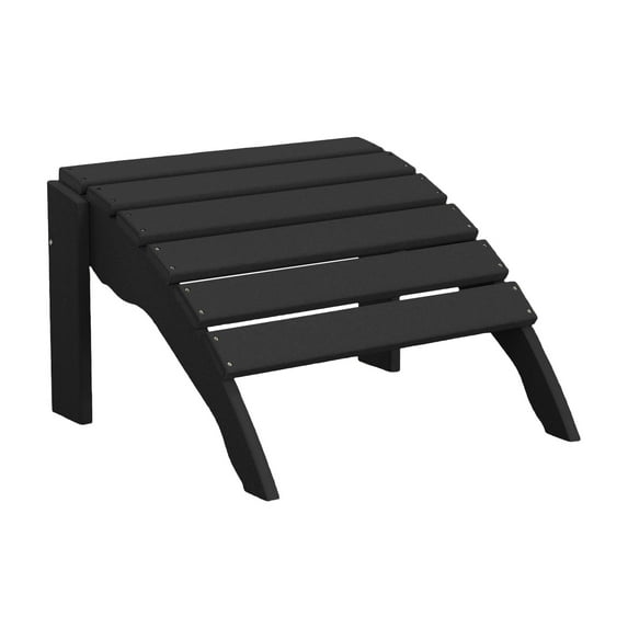 DuroGreen Adirondack Chair Ottoman Made With All-Weather Tangent Sustainable Lumber, Oversized, High End Outdoor Foot Stool, No Maintenance Patio Chair Foot Rest, Made in the USA, Black