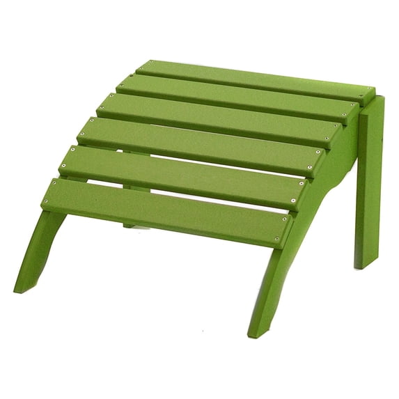 DuroGreen Adirondack Chair Ottoman Made With All-Weather Tangent Sustainable Lumber, Oversized, High End Outdoor Foot Stool, No Maintenance Patio Chair Foot Rest, Made in the USA, Lime Green