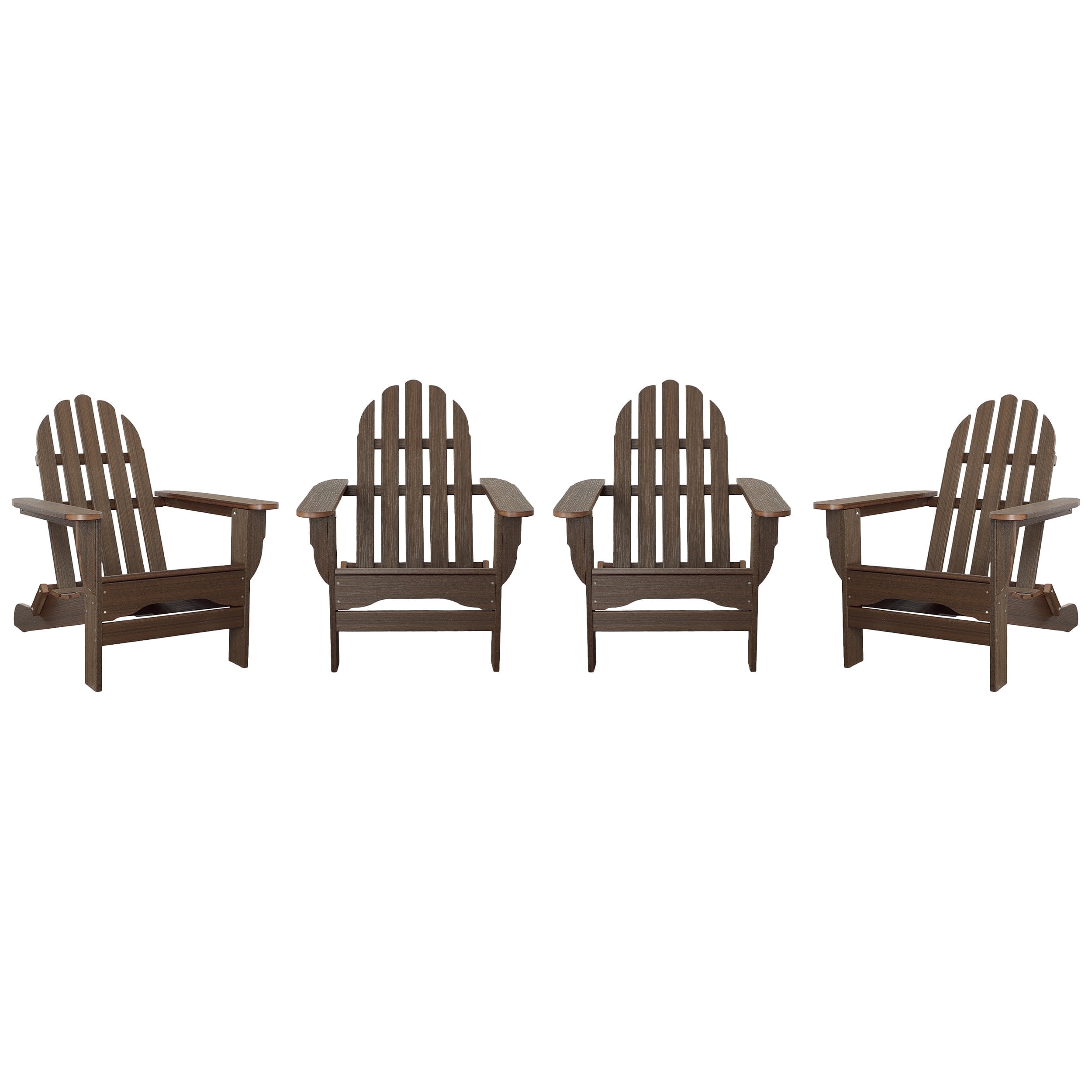 DuroGreen Adirondack Chairs Made With All-Weather Tangent Sustainable Lumber, Set of 4, Oversized, High End Classic Patio Furniture for Porch, Lawn, Deck, or Fire Pit, Brazilian Walnut