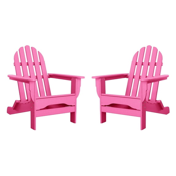 DuroGreen Adirondack Chairs Made With All-Weather Tangent lumber, Set of 2, Oversized, High End Classic Patio Furniture for Porch, Lawn, Deck, or Fire Pit, No Maintenance, USA Made, Pink