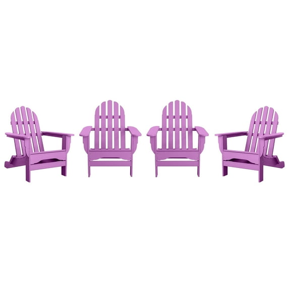 DuroGreen Adirondack Chairs Made With All-Weather Tangent lumber, Set of 4, Oversized, High End Classic Patio Furniture for Porch, Lawn, Deck, or Fire Pit, No Maintenance, USA Made, Lilac