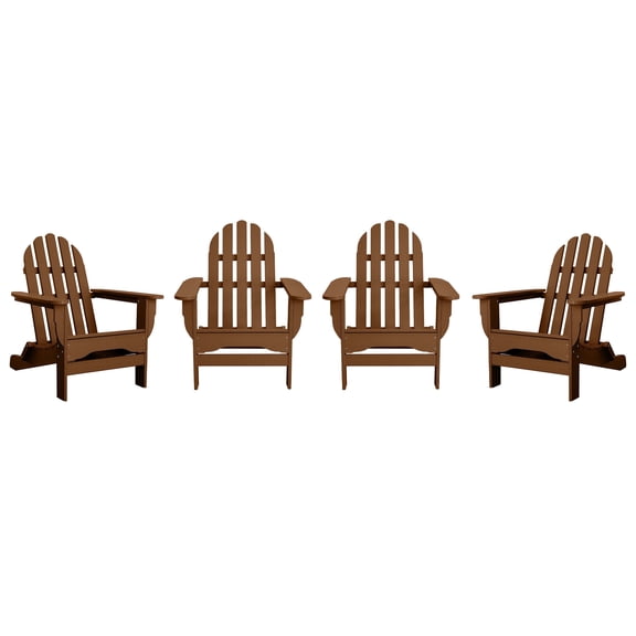 DuroGreen Adirondack Chairs Made with All-Weather Tangent lumber, Set of 4, Oversized, High End Classic Patio Furniture for Porch, Lawn, Deck, or Fire Pit, No Maintenance, USA Made, Teak