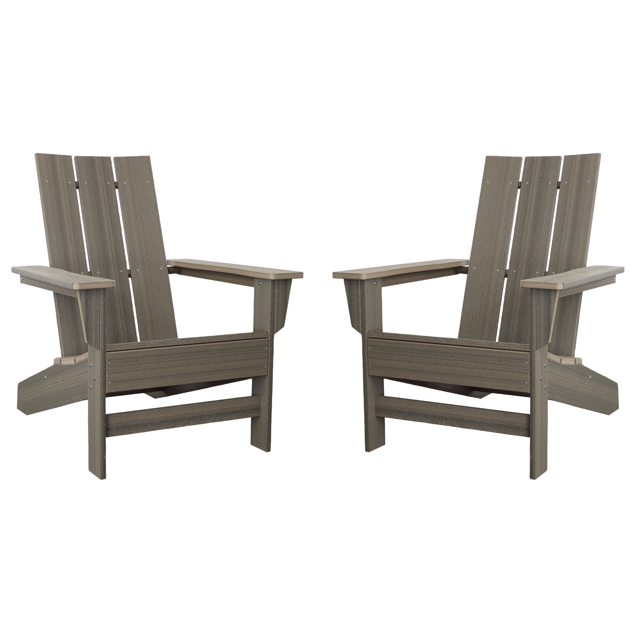 DuroGreen Aria Adirondack Chairs Made with All-Weather Tangent Sustainable Lumber, Set of 2, Oversized, High End Patio Furniture for Porch, Lawn, Deck, Fire Pit, No Maintenance, Coastal Gray