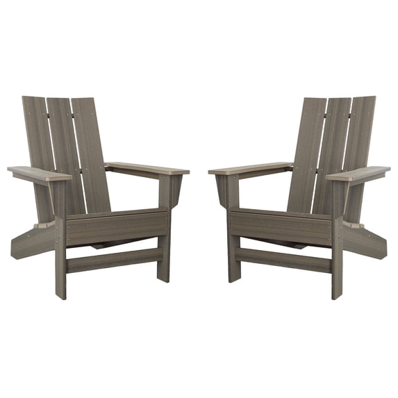DuroGreen Aria Adirondack Chairs Made with All-Weather Tangent Sustainable Lumber, Set of 2, Oversized, High End Patio Furniture for Porch, Lawn, Deck, Fire Pit, No Maintenance, Coastal Gray