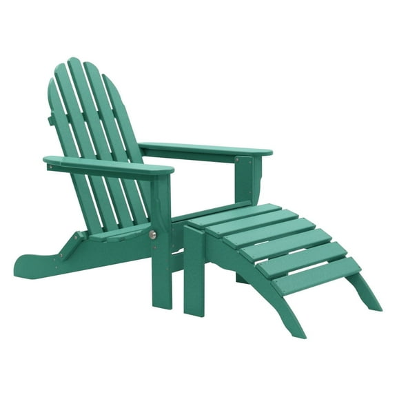 DuroGreen Folding Adirondack Chair With Ottoman, Made With All-Weather Tangent Lumber, Oversized, High End Patio Furniture for Porch, Lawn, Deck, or Fire Pit, No Maintenance, , Aruba