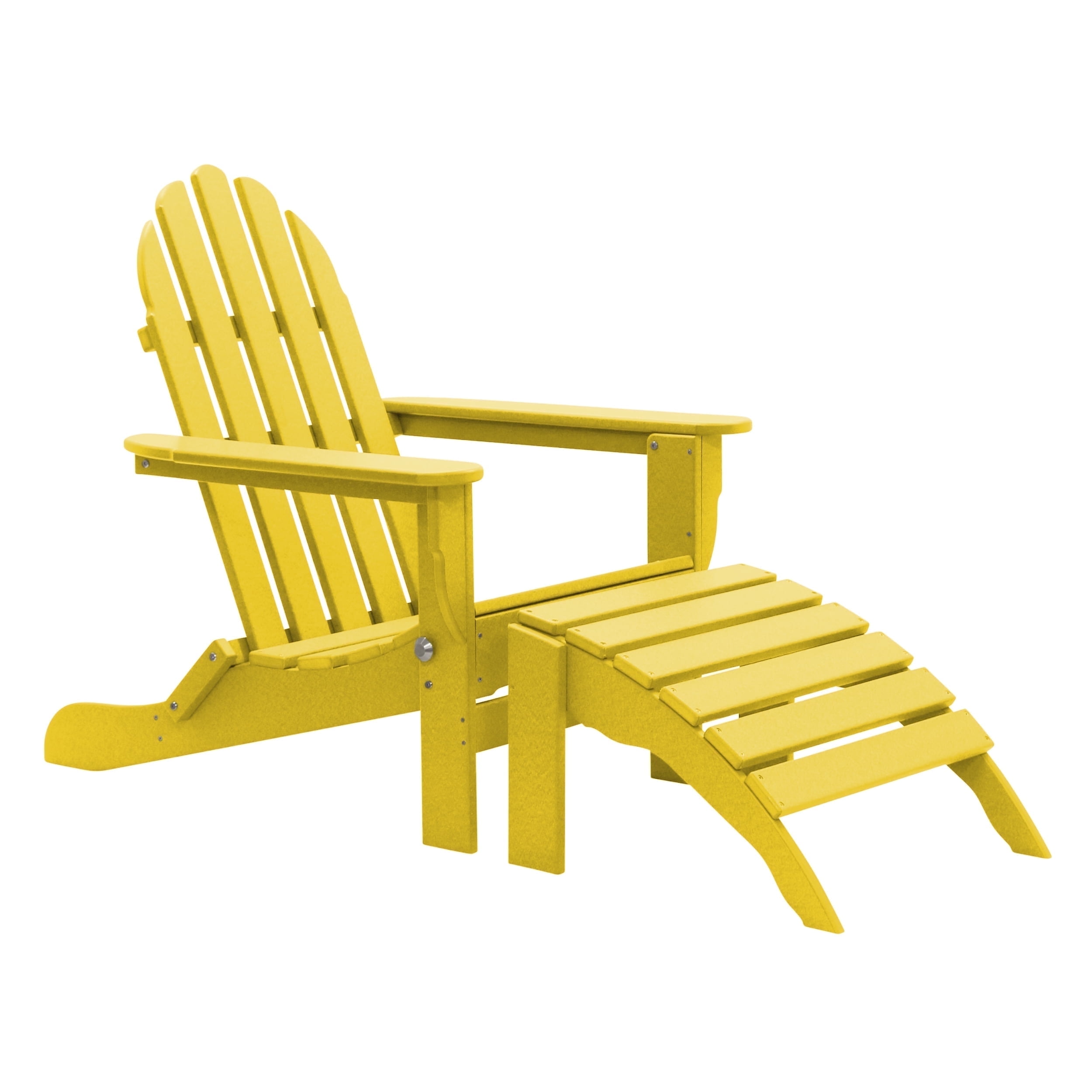 Lemon Yellow Foldable Adirondack Chair with Ottoman