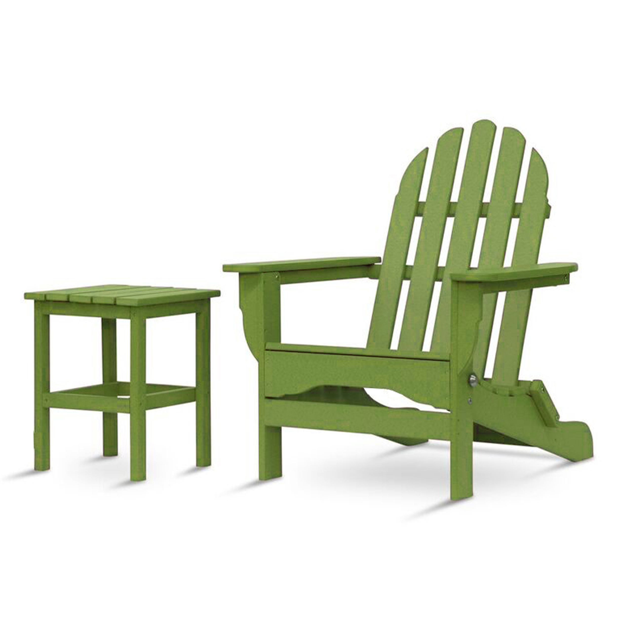 DuroGreen Folding Adirondack Chair With Side Table, Made With All