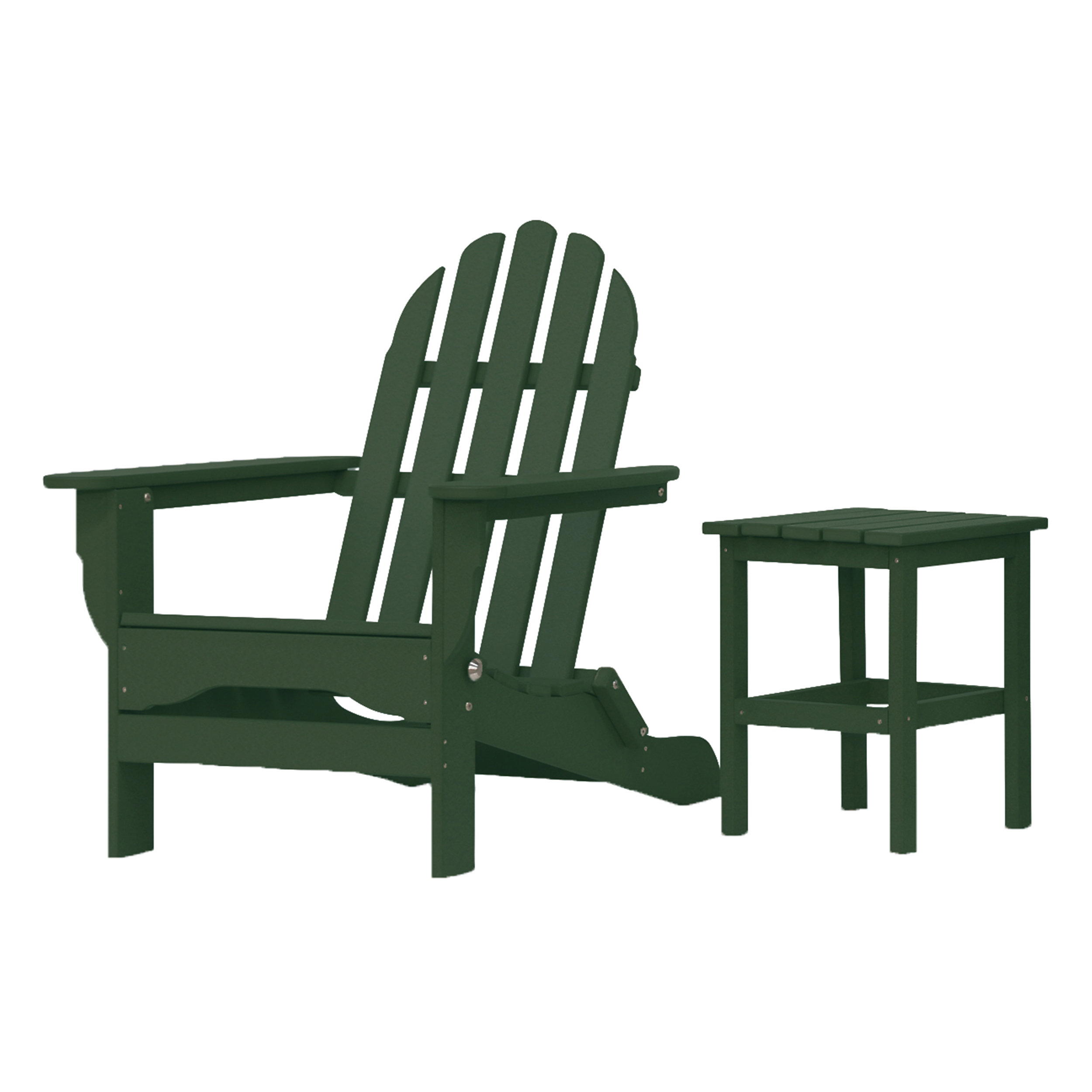 DuroGreen Folding Adirondack Chair With Side Table, Made With All