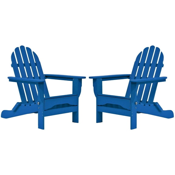 DuroGreen Folding Adirondack Chairs Made With All-Weather Tangent Lumber, Set of 2, Oversized, High End Patio Furniture for Porch, Lawn, Deck, or Fire Pit, No Maintenance, USA Made, Royal Blue
