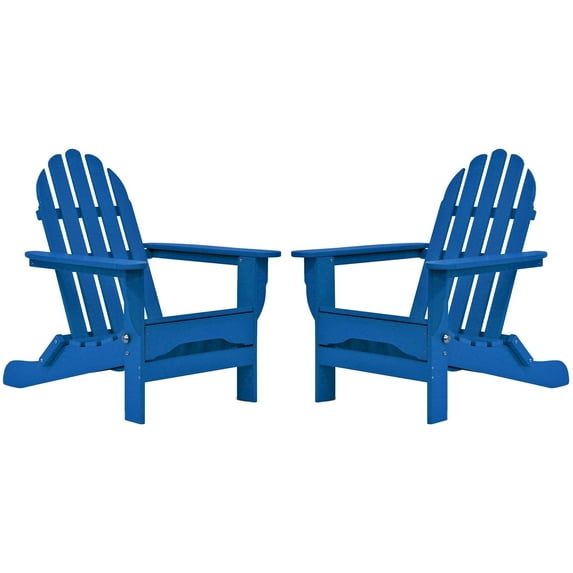 DuroGreen Folding Adirondack Chairs Made With All-Weather Tangent Lumber, Set of 2, Oversized, High End Patio Furniture for Porch, Lawn, Deck, or Fire Pit, No Maintenance, USA Made, Royal Blue