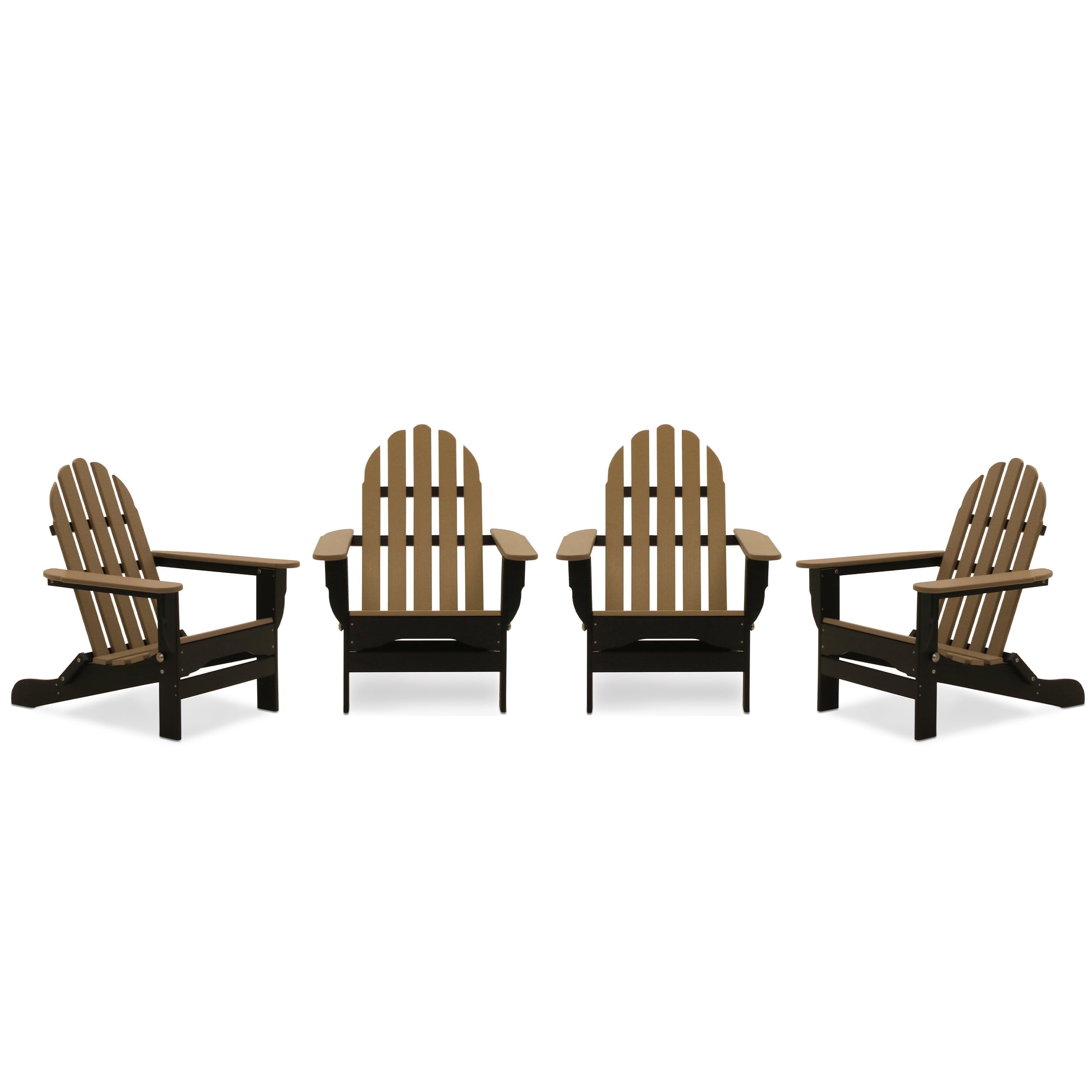 DuroGreen Folding Adirondack Chairs Made With All-Weather Tangent Lumber, Set of 4, Oversized, High End Patio Furniture for Porch, Lawn, Deck, or Fire Pit, No Maintenance, , Black Weather Wood