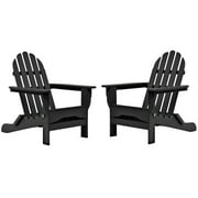 DuroGreen Folding Adirondack Chairs Made with All-Weather Tangentwood, Set of 2, Oversized, High End Patio Furniture for Porch, Lawn, Deck, or Fire Pit, No Maintenance, USA Made, Black
