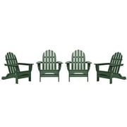 DuroGreen Folding Adirondack Chairs Made With All-Weather Tangentwood, Set of 4, Oversized, High End Patio Furniture for Porch, Lawn, Deck, or Fire Pit, No Maintenance, USA Made, Forest Green