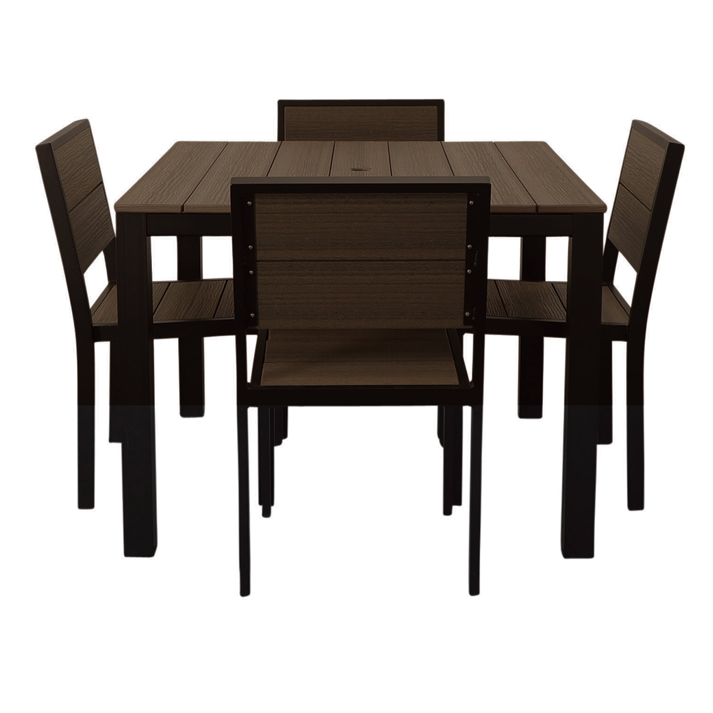 DuroGreen Park City 40" Square 5Pc Outdoor Dining Set, 1 Dining Table