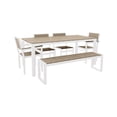 thumbnail image 1 of DuroGreen Park City 72" Rectangular 6-Pc Outdoor Dining Set, 1 Table/1 Bench/4 Chairs Made With All-Weather Tangent lumber, High End Patio Furniture, Easy Assembly, US Made, White with Weathered Wood, 1 of 8