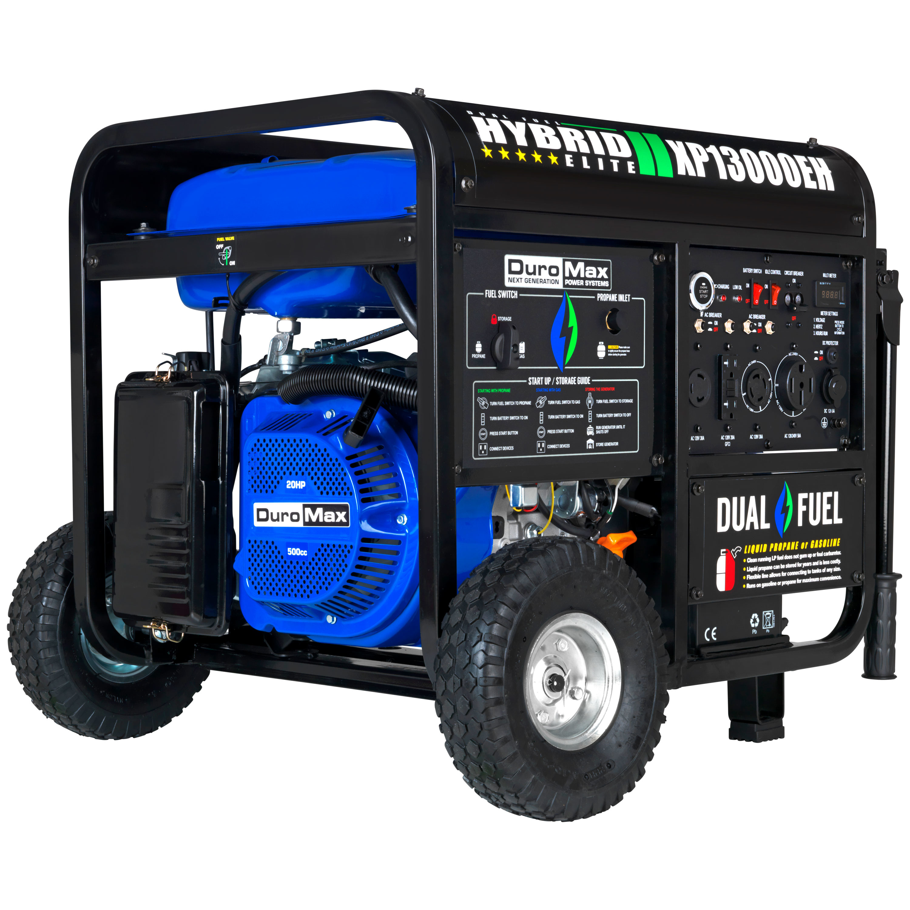 DuroMax XP13000EH 13,000-Watt 500cc Portable Hybrid Gas Propane Generator - image 1 of 14