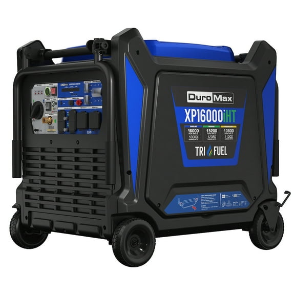 DuroMax XP16000iHT 16,000 Watt Tri Fuel Portable Inverter Generator - Quiet, Low THD