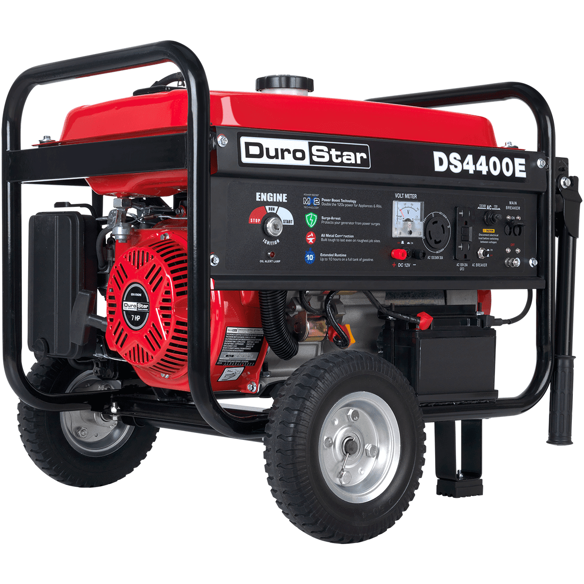 DuroStar DS4400E Gas Powered Portable Generator - 4400 Watt -Electric Start- Camping & RV Ready, 50 State Approved