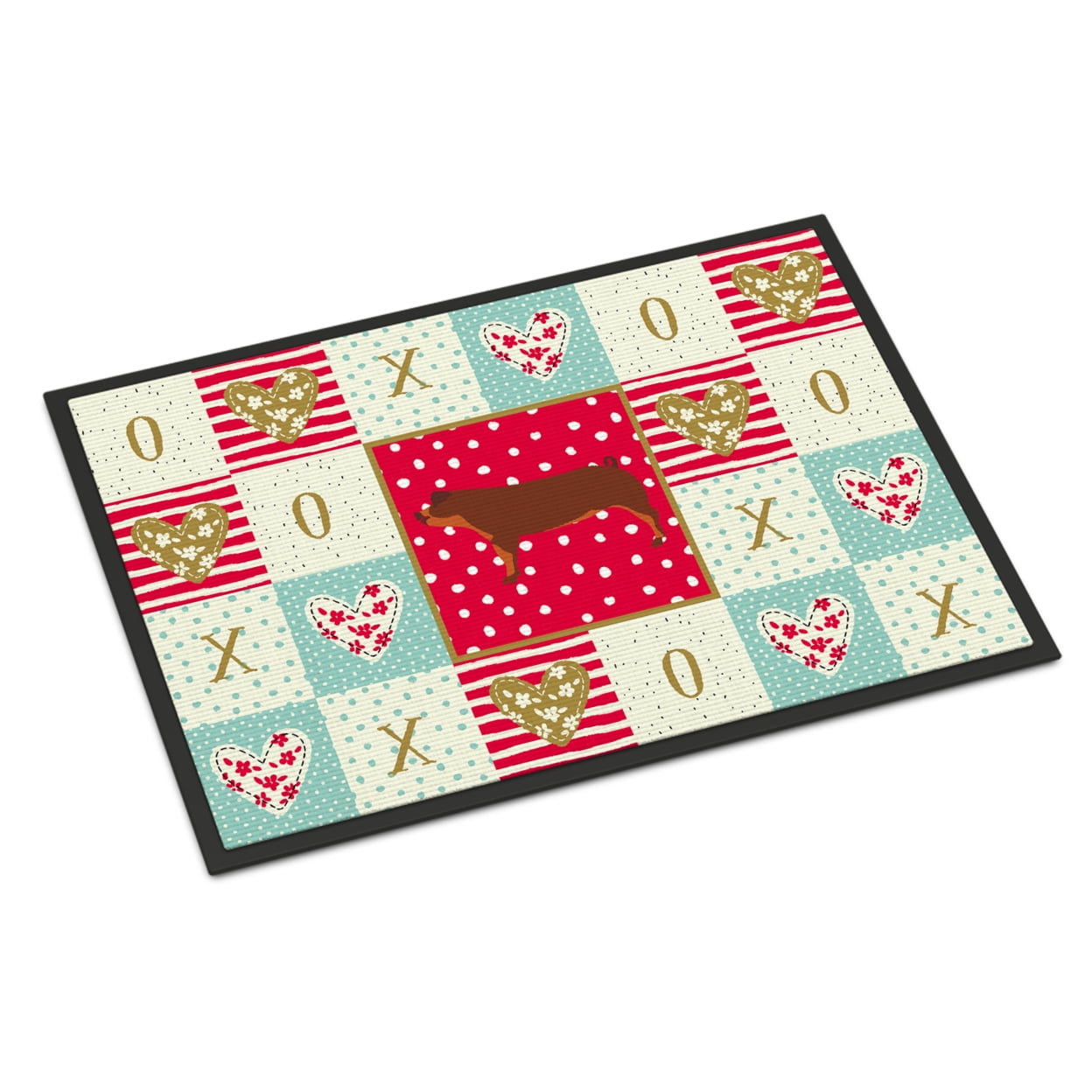 Caroline's Treasures CK5369MAT Duroc Pig Love Door Mat, Indoor Rug or Outdoor Welcome Mat 18x27 Doormat, 27"L x 18"W,