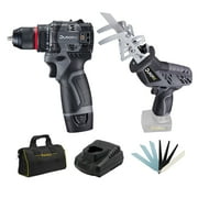 Durofix G12 Series RK12136-2-K4 12V Cordless 3/8 Hammer Drill Power Tool Combo Kit with Reciprocating Saw, 1 Battery & Charger