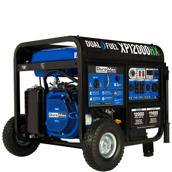 Duromax-XP12000HX DuroMax Generator Dual Fuel Gas Propane Portable with CO Alert 12,000 Watt