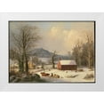 thumbnail image 1 of Durrie, George Henry 32x24 White Modern Wood Framed Museum Art Print Titled - Red School House (Country Scene) 1858, 1 of 4