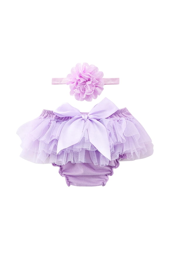Baby Mesh Bow Pants for Girls - Toddler Chiffon Diaper Shield Photo Outfit, Soft Breathable Safety Shorts for Daily Wear
