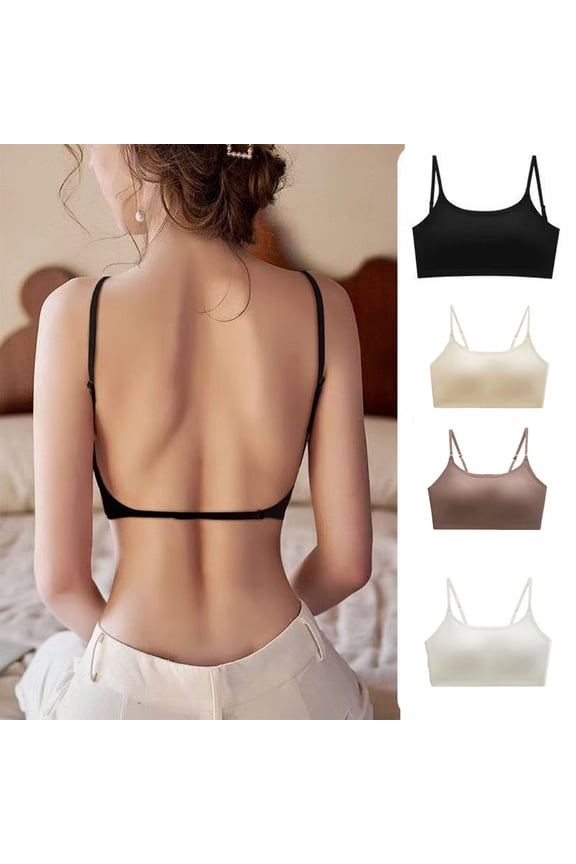 Backless Bras for Women - Seamless Spaghetti Strap Wireless Bra, Stretchy Breathable for Low Back Tops