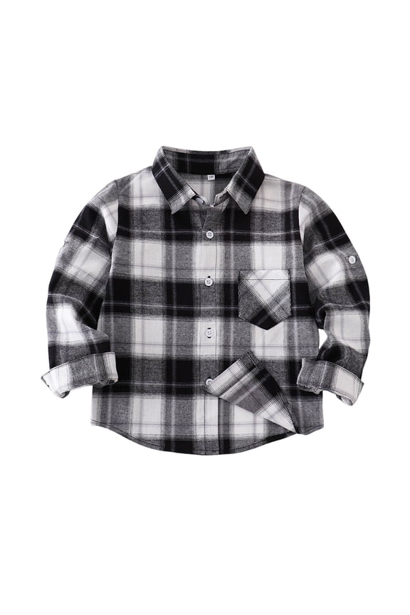 Button Down Plaid Shirts for Kids, Color Barrier Hooded Long Sleeve Jacket, Preppy Casual Outerwear for School Fall Wear, Sizes 100-150