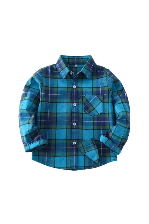 Button Down Plaid Shirts for Kids, Color Barrier Hooded Long Sleeve Jacket, Preppy Casual Outerwear for School Fall Wear, Sizes 100-150