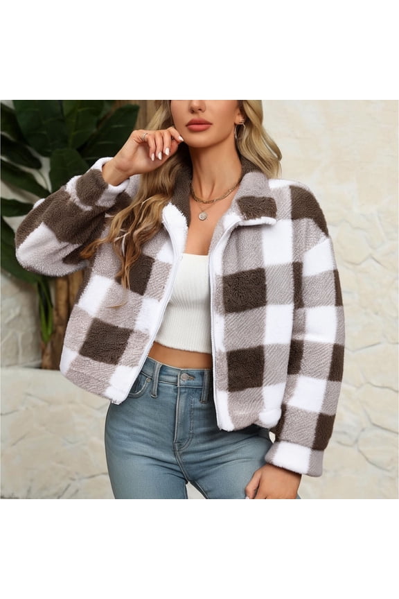 Button Front Cardigans for Women, Plaid Long Sleeve Straight Coat, Warm Winter Outerwear with Pockets for Daily Wear, Sizes S-XXL