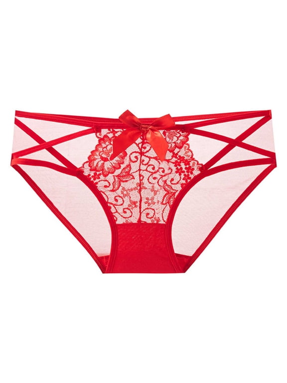 Floral Lace Panties for Women - Low Lift Sheer Briefs, Soft Transparent Hollow Out 3-Sided Base Layer for Daily Wear
