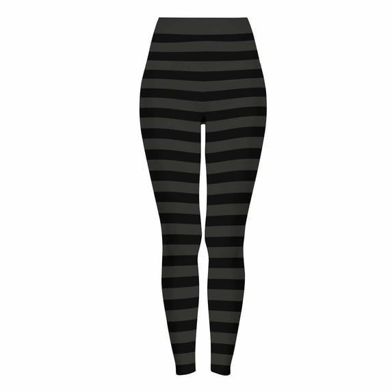 Dursoulink Halloween Leggings for Women Striped Print High Waist Stretch Yoga Pants Tight Cut Sporty Tights for Fitness Daily Wear