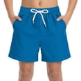 thumbnail image 1 of Dursoulink Kids Beach Shorts for Boys Solid Color Swim Trunks with Pockets Adjustable Waist, 1 of 6