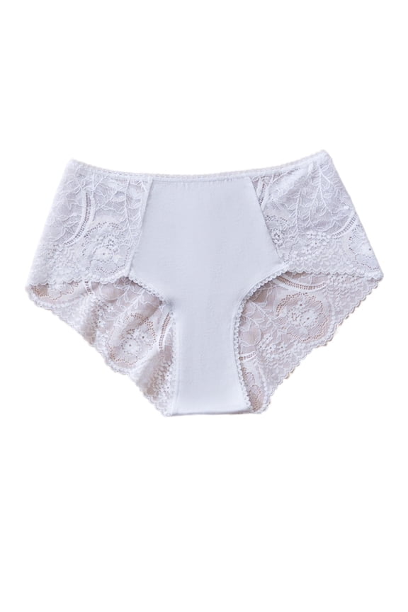 Lace Boyshort Panties for Women - Mid Waist Solid Color Briefs, Soft Breathable 3-Sided Base Layer for Daily Casual Wear