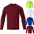 thumbnail image 1 of Dursoulink Long Sleeve Round Neck Shirt for Men, Quick Dry Breathable Polyester, Raglan Sleeve Flat Stitching, Unlabeled Collar, Lightweight Sportswear for Summer Activities, 1 of 7