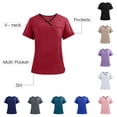 thumbnail image 1 of Dursoulink Short Sleeve V-neck Caregiver Shirt for Men, Solid Color with Chest Pocket, Polyester Spandex Blend, Breathable Uniform Top for Healthcare Professionals, 1 of 7