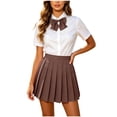 thumbnail image 1 of Dursoulink Women's High Waist Pleated Mini Skirt with Bow and A-Line Cut for School Uniform and Casual Wear, Sizes XS-4XL, 1 of 9