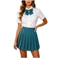 thumbnail image 1 of Dursoulink Women's High Waist Pleated Skirt with A-Line Cut and Detachable Bow for School Uniform and Everyday Style, Sizes XS-4XL, 1 of 9
