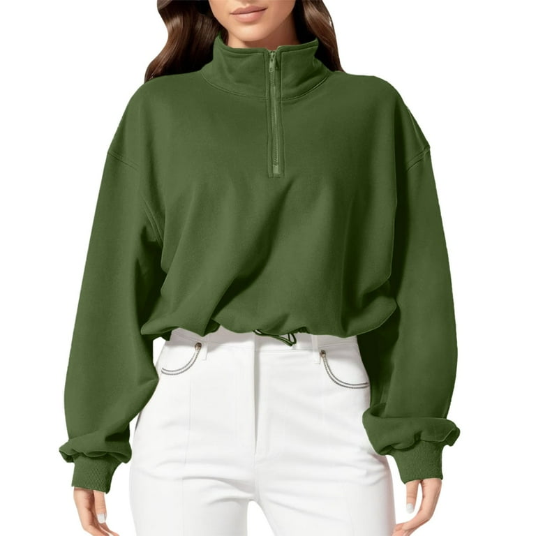 Durtebeua 3 4 Zip Pullover Womens Loose fit Long Sleeve Pullover Walmart