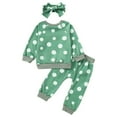thumbnail image 1 of Durtebeua 3Pcs Baby Girl Outfits Sweatshirt + Pants + Headband Fall Winter Clothes Z38-Green,6-12 Months, 1 of 7